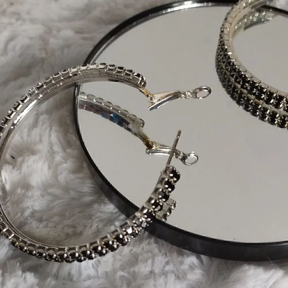 Austrian Crystal Hoop Earrings - Picture 3 of 8